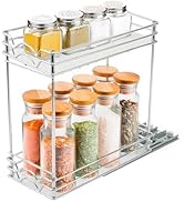 Zjyufy Pull Out Spice Rack Organizer for Cabinet, 2 Tier Spice Storage Organizer for Inside Cabin...