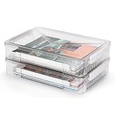 2 Pack A4 Paper Organizer for 8.5"x11" Letter, Stackable Board Game Storage Containers with Lids ...