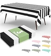 misaya 3 Packs Striped Disposable Table Cloth, 54 x 108 Inch Waterproof Rectangle Tablecloth, Lea...