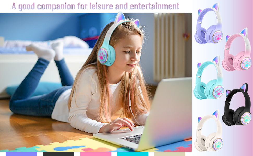 Excellent Wireless Cat Ear Bluetooth Headphones for Kids