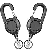 MDSXO Retractable Key Holder 2 Pack Heavy Duty Badge Holder Keychain, Black ID Badge Clip with Up...