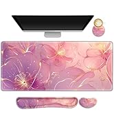 NXZGO Desk Mat Pad, Gaming Mouse Pad Wrist Support Set, 4 in1 Non-Slip Large Mousepad + Ergonomic...