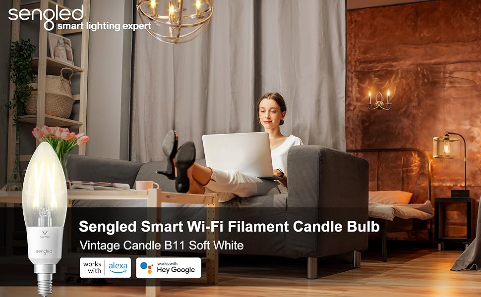 Smart WiFi Filament B11 LED Bulbs