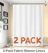 Barossa Design 2-Pack Fabric Shower Curtain Liners Lightweight - White Cloth Shower Liners with M...
