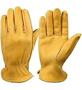 OZERO Gardening Gloves, Grain Deerskin Leather Work Glove for Hunting/Driving/Riding/Yard Work/Ru...