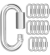 KINLINK 15PCS M6 1/4 Quick Link Chain Connector, 304 Stainless Steel Carabiner, Small Locking Car...