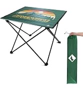 VILLEY Portable Camping Side Table, Ultralight Aluminum Folding Table with Mountain Silhouette Pr...