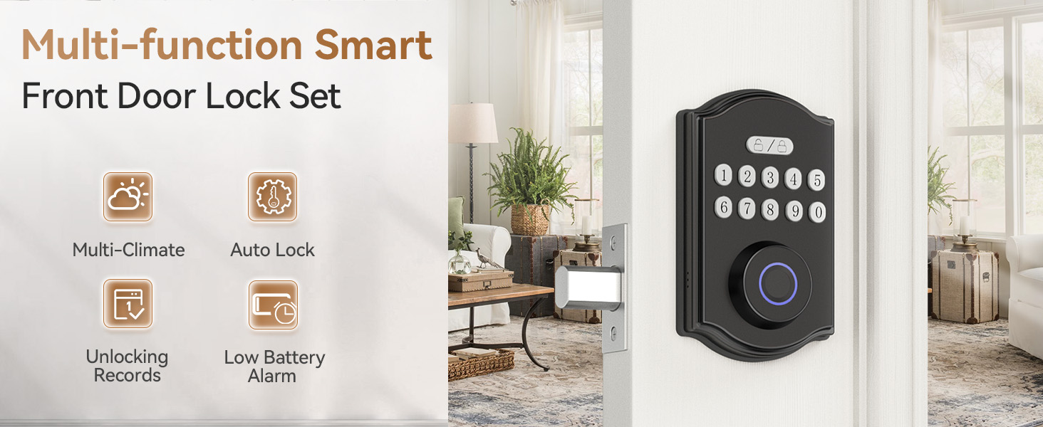 keyless entry door lock with handle