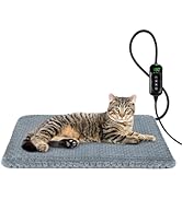 INVENHO Heated Cat Bed, Waterproof Adjustable Temperature Dog Cat Heating Pad with Timer, Indoor ...