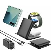 Geyo 3 in 1 Fast Wireless Charger for Samsung Galaxy Z Flip 8/7/7 FE/6/5 | Foldable Charging Stat...