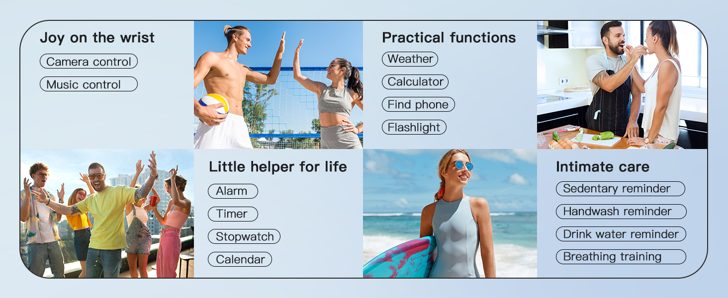 Series of lifestyle images with text overlays showing various features and functions, similar to Image 4.