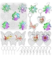 Panamalar Earring Flower Silicone Resin Molds|Keychain Resin Molds of Butterfly Heart Shape, 3 Se...