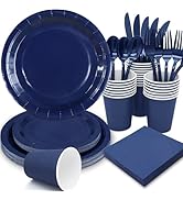 Gudvilla 168Pcs Navy Blue Party Supplies for Navy Blue Party Decorations includes Paper Plates an...