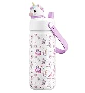 Kids Water Bottle for School: 2-in-1 Straw Spout Lid with Soft Animal Head, Leakproof