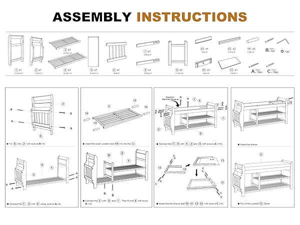 assembly of shoe bench
