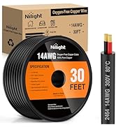 Nilight 30FT 14AWG Oxygen-Free Copper Wire Red Black Electrical Wire Stranded PVC Cord 2 Conducto...