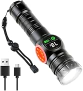 GuDoQi Flashlight Rechargeable with LED Power Display, Zoomable Flashlights High Lumens, 15-Hour ...