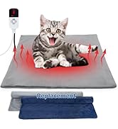 Cat Heating Pad Outdoor, Heated Cat Bed for Dogs, Indoor Warming Electric Pet Heating Pad with Ch...