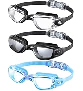 NSSIW Kids Goggles for 4-16, Kids Swimming Goggles Anti Fog No Leaking, 3 Pack Swim Goggles for B...