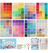 Redtwo 26000 Pcs Clay Beads Bracelet Making Kit, 168 Colors 8 Boxes Flat Polymer Clay Heishi Bead...