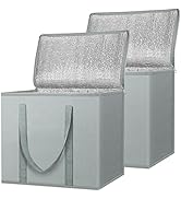 BALEINE 2Pk Insulated Reusable Grocery Bags, Collapsible Cooler Bag for Groceries, Heavy Duty Lar...