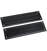 QCAA Solid Brass Mail Slot, with Solid Brass Interior Back Plate, 13" x 3.625", Matte Black, 1 Pa...