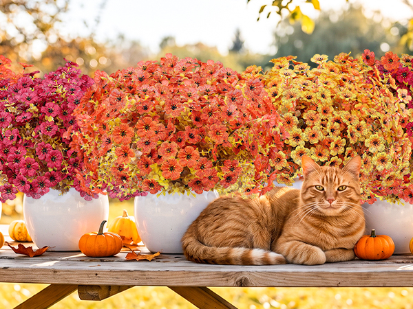 Artificial outdoor flowers enhance the aesthetic appeal and natural vibrancy of any environment