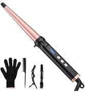 Tapered Curling Wand Iron 0.5 to 1 Inch with Tourmaline Ceramic Long Barrel, Hair Curler for Long...