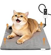 BECEMURU Pet Heating Pad for Dogs & Cats, 18x16 in, Waterproof Heated Bed with 6-Temp & Timer, Ch...