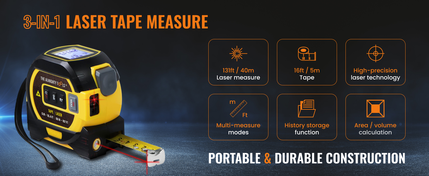 3-IN-1 LASER TAPE MEASURE