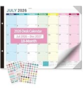 Large Desk Calendar 2026-2027 - 18-Month Jul 2026 - Dec 2027, 22x17in | Colorful Extra Large Desk...