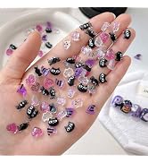 50Pcs Halloween Nail Charms Set, 3D Ghost Spider Witch Hat Nail Charms, Gothic Heart Spiderweb Na...