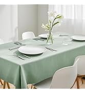 Poposa Rectangular Tablecloth Linen Texture Waterproof and Stain-Resistant Tablecloth, Kitchen Di...