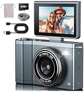 4K Digital Camera for Photography 64GB Sd Card 64MP Autofocus Anti-Shake Vlogging Camera for YouT...