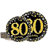 Trgowaul 80th Black and Gold Birthday Decorations Party Supplies Set for Women or Men, 24 Disposa...