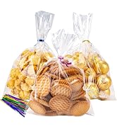 Cellophane Bags, Plastic Gift Bags, 100 Pack Gift Bags, Cookie and Snack Bags, Plastic Cellophane...