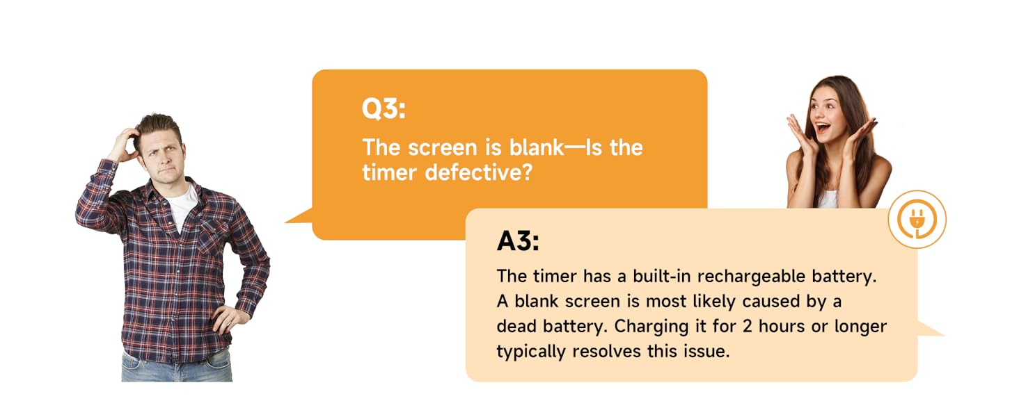 This timer has a built-in rechargeable battery, needing to charge