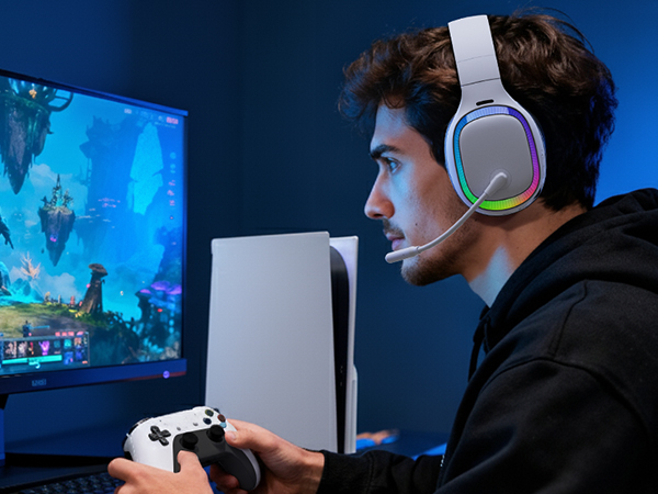 wireless gaming headset for ps5 with mic low latency bluetooth gaming headphones