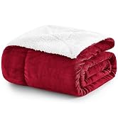 MOONLIGHT20015 Sherpa Throw Blanket - (Burgundy, 50X60 Inches) Soft and Warm Blankets for Winter ...
