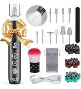 PELCAS Electric Nail Grinder, 10 Speeds Cordless Nail Drill with LED Light, Portable Manicure and...