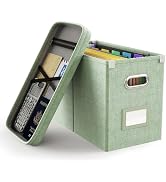 Oterri Hanging Filing File Box with Mesh Pocket, Organizer Lid, Collapsible Document for Letter S...