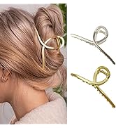 Brinie Hair Claw Clips Gold Shark Barrette Metal Hair Clamps Large Hair Accessories for Women and...