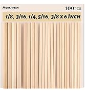 Moukiween Wooden Dowel Rods, 100PCS 1/8, 3/16, 1/4, 5/16, 3/8 x 6 Inch Assorted Sizes Round Woode...