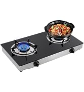 2 Burner Propane Stove Portable Gas Stove Auto Ignition 23,990 BTU Ignition Camping Burner LPG fo...