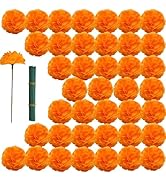 YGbridge Artificial Marigold Flowers, 60Pcs Silk Marigolds Decoration Set, Orange Marigolds Flowe...