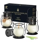 Citronella Candles Outdoor 3 Pack, Vintage Metal Lantern Soy Wax Candles, Long Burning Scented Pa...