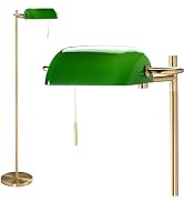 Folux Vintage Modern Bankers Reading Floor Lamp, Gold Metal Standing Lamp with Adjustable Swing A...