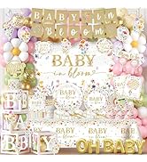 Baby in Bloom Baby Shower Decorations - 281Pcs Spring Wildflower Theme Tableware and Balloon Arch...