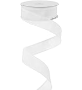 MEEDEE 1-1/2 inch White Dupioni Ribbon with 25 Yards Farrasilk Wired Edge Faux Dupioni Silk Ribbo...