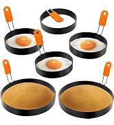 Egg Ring Pancake Ring Set 6 Pcs Stainless Steel Fried Egg Circles Pancake Shapers with Silicone H...